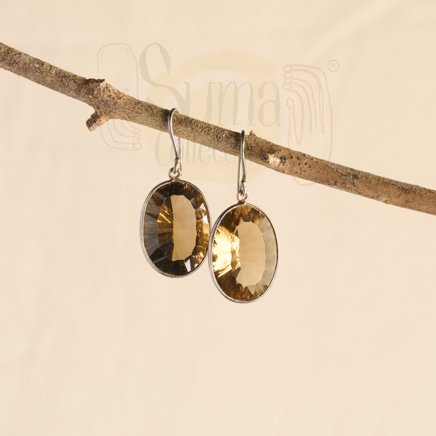 Alora Smoky Quartz Big Drop Silver Earrings