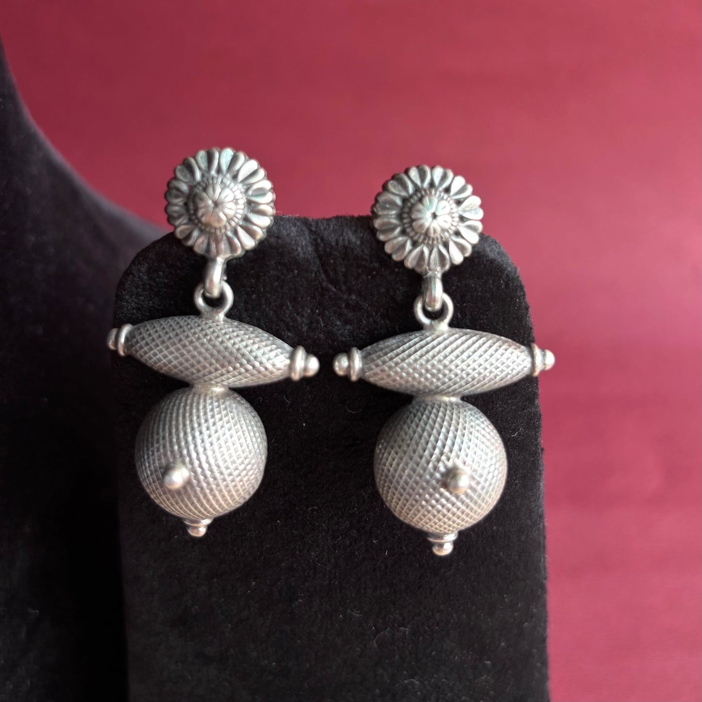 Tattva Ball Drop Silver Earrings
