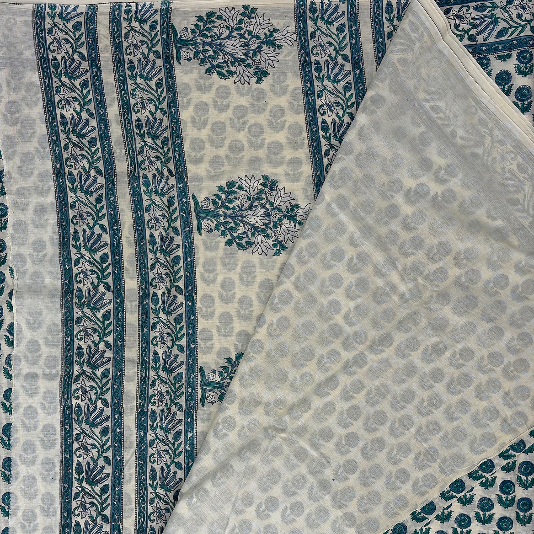 Abhā Mul Cotton Blockprinted Saree in Mint Green #5