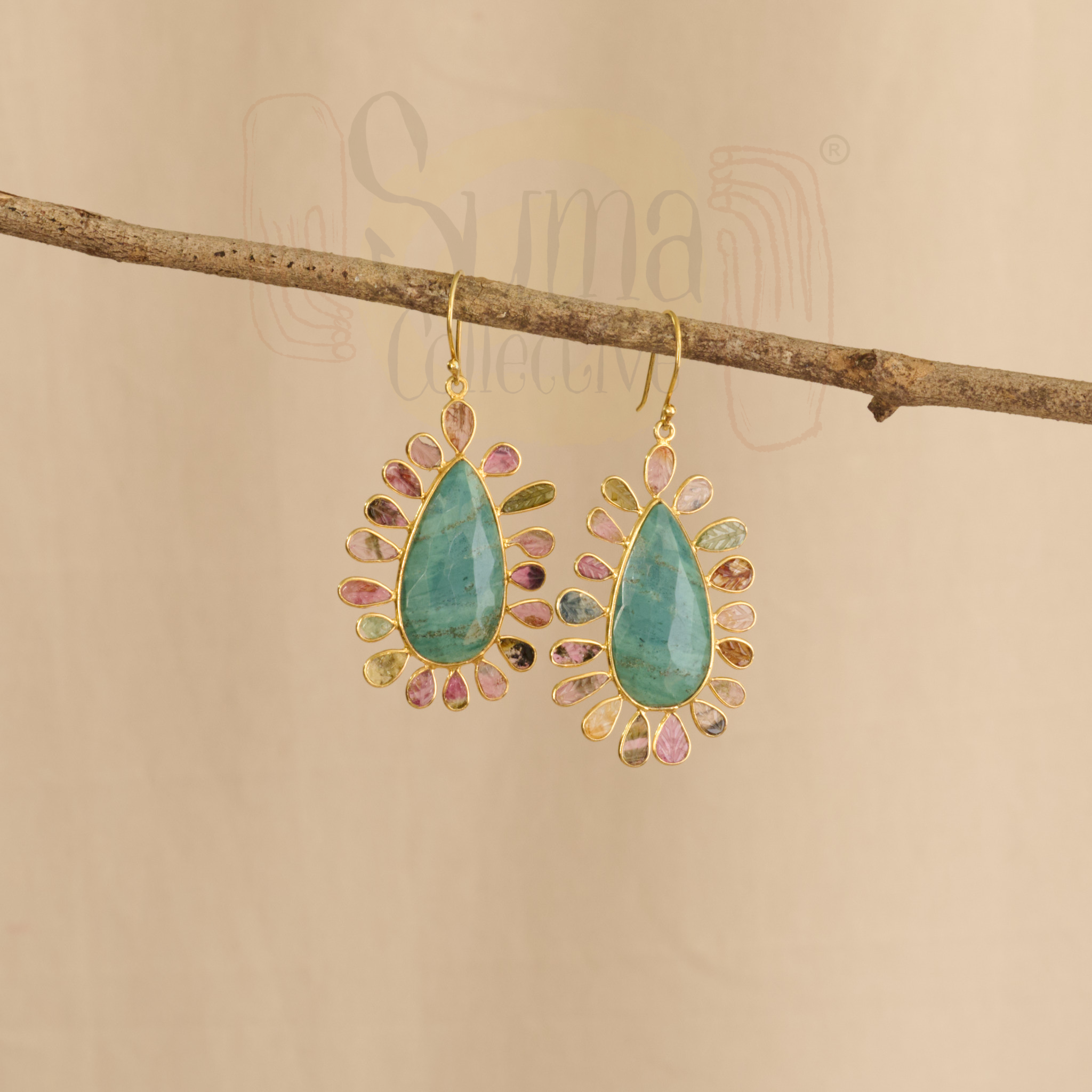 Gulsana Multi-Tourmaline Silver Earrings