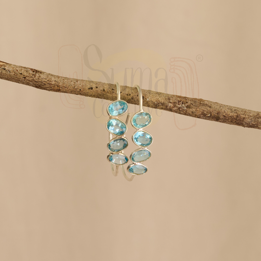 Mavi Blue Topaz Silver Hoop Earrings