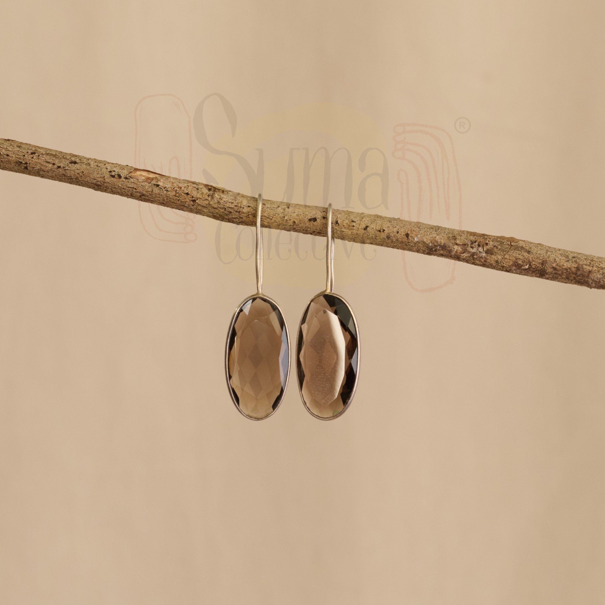 Alora Smoky Quartz Mini Drop Silver Earrings