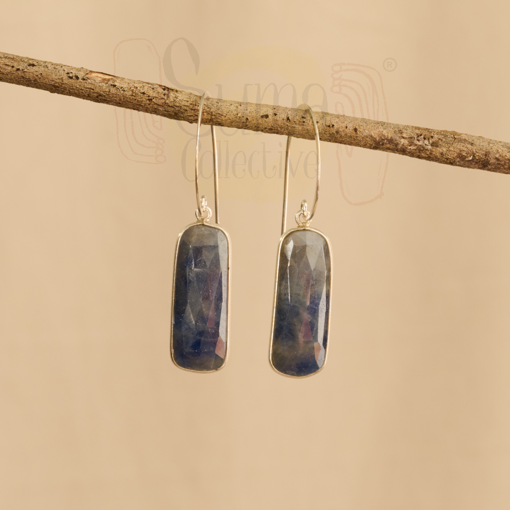 Azrak Blue Sapphire Silver Earrings