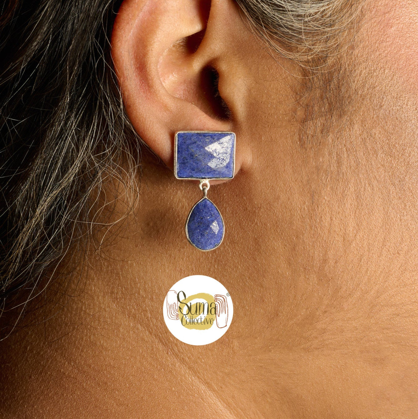 Neela Lapis Lazuli SIlver Drop Earrings