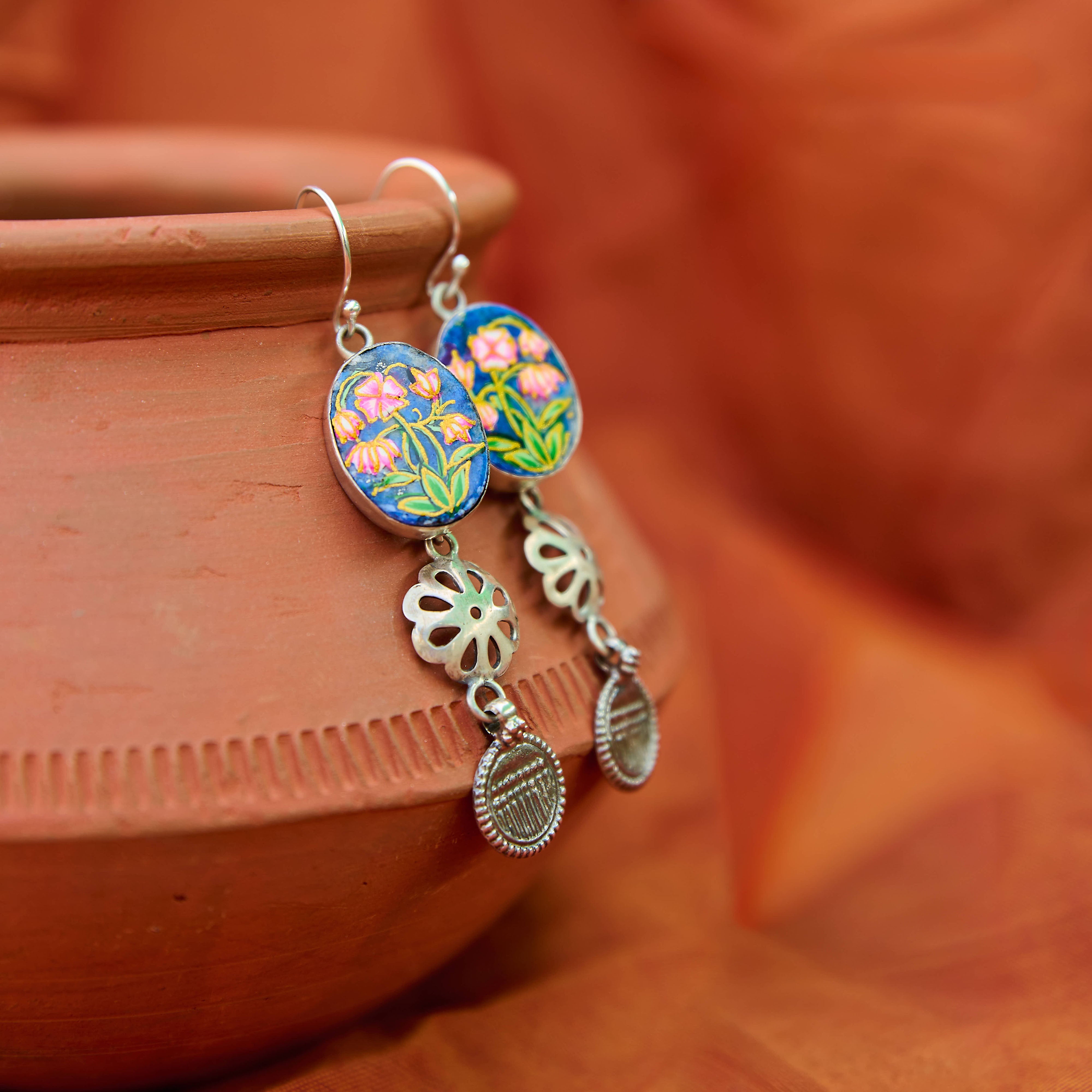 Alekhi Handpainted Silver Earrings (#1)