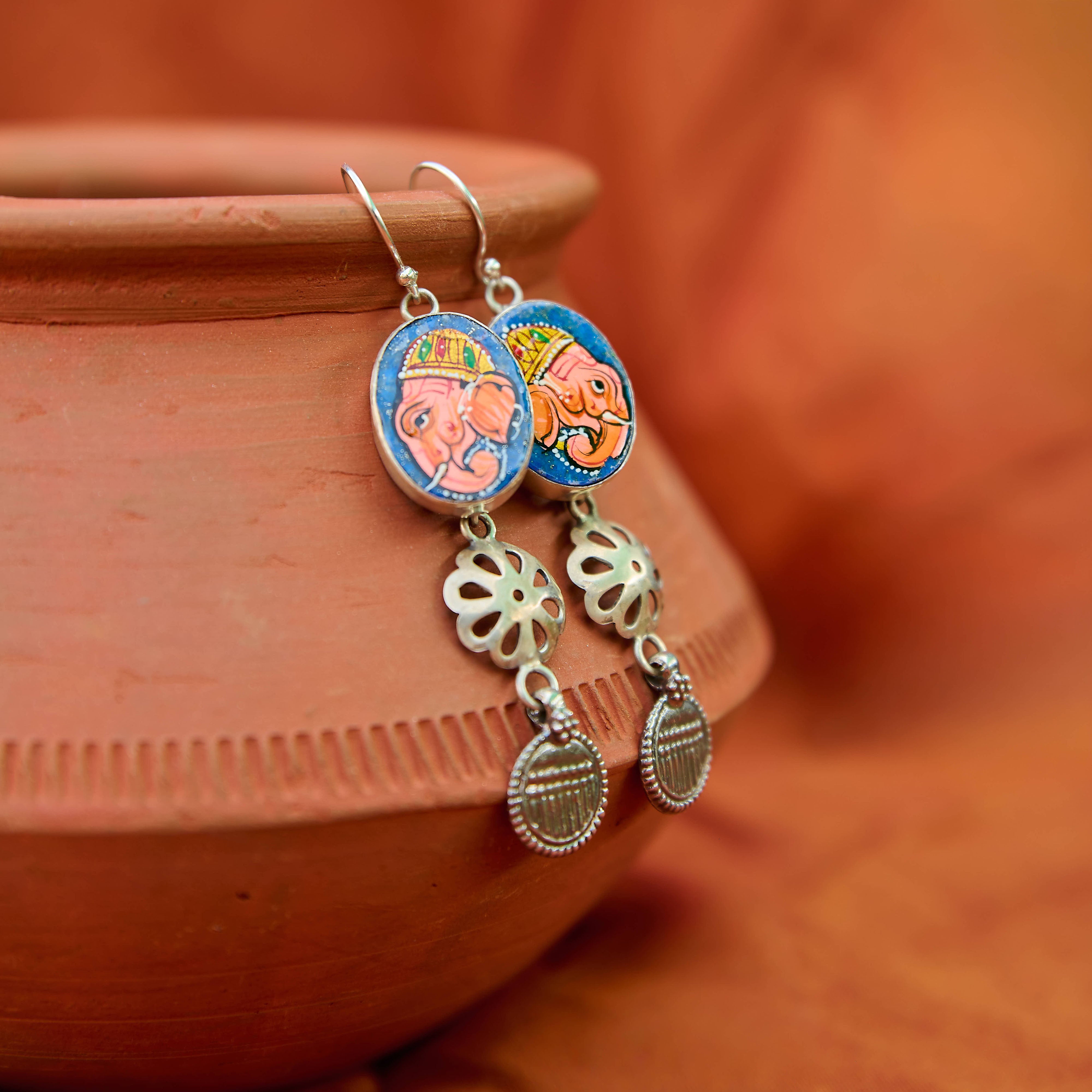 Alekhi Handpainted Silver Earrings (#4)