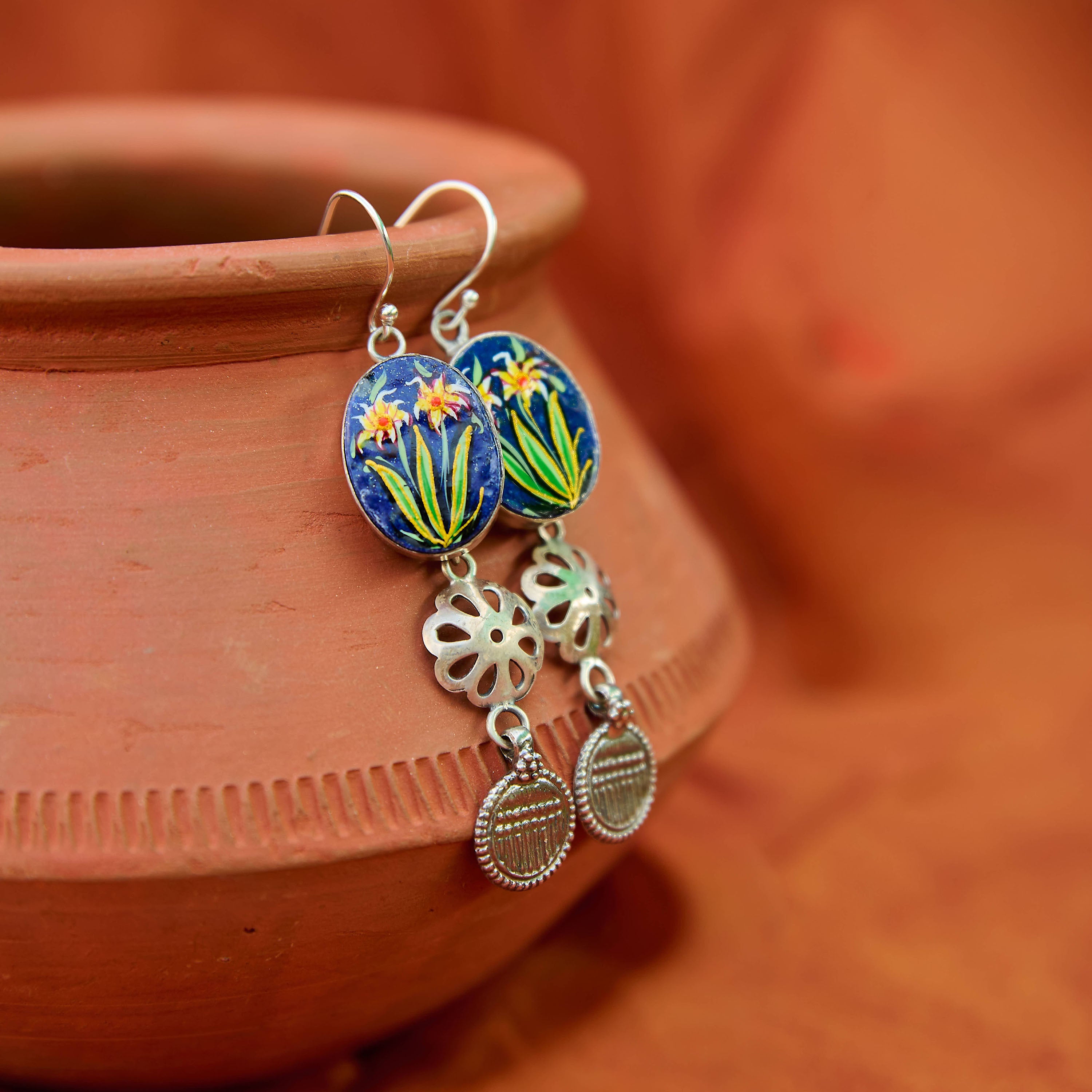 Alekhi Handpainted Silver Earrings (#5)
