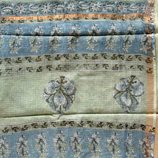 Kota Cotton Saree in Bagru Blockprint #2