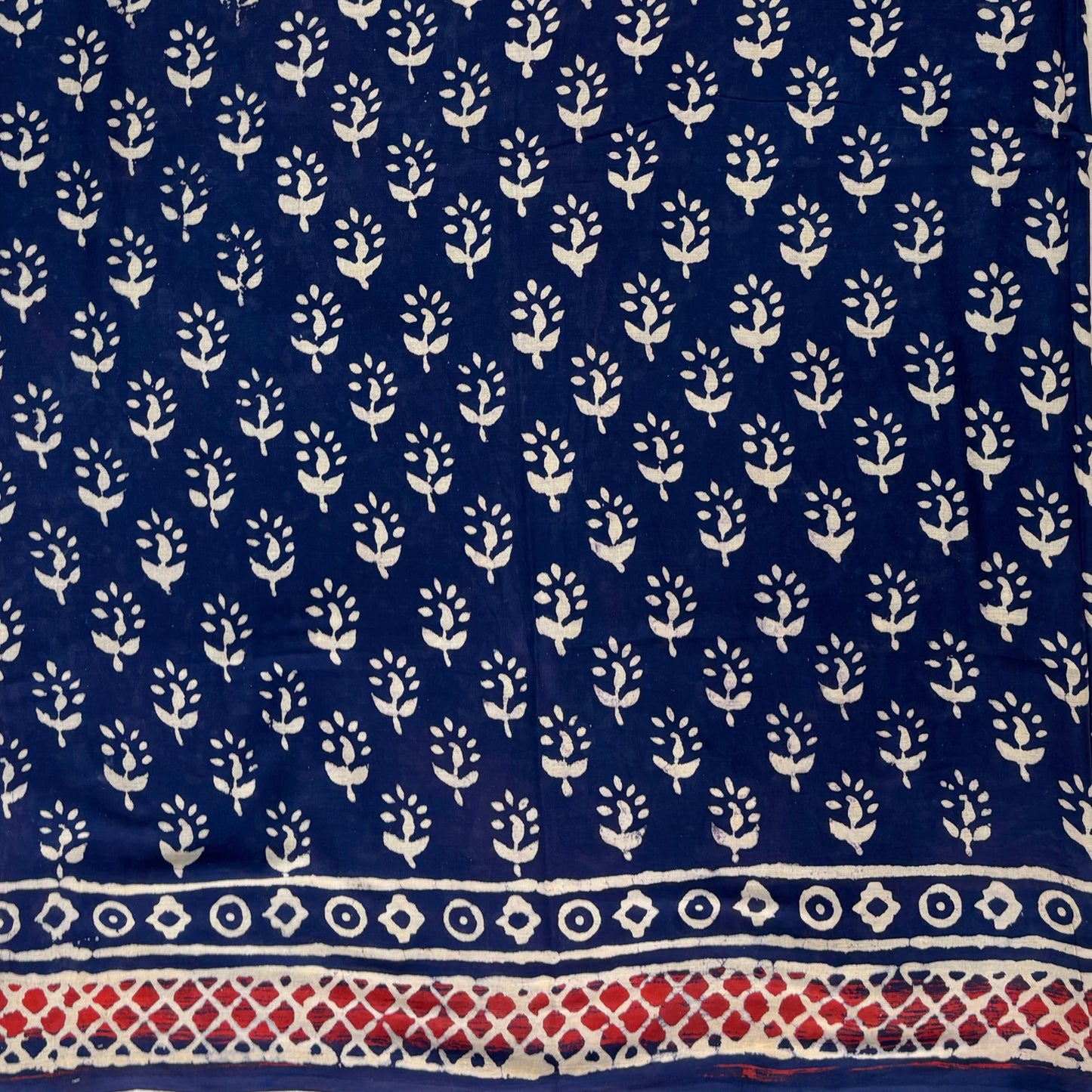 Indigo Dabu Print Cotton Saree Body