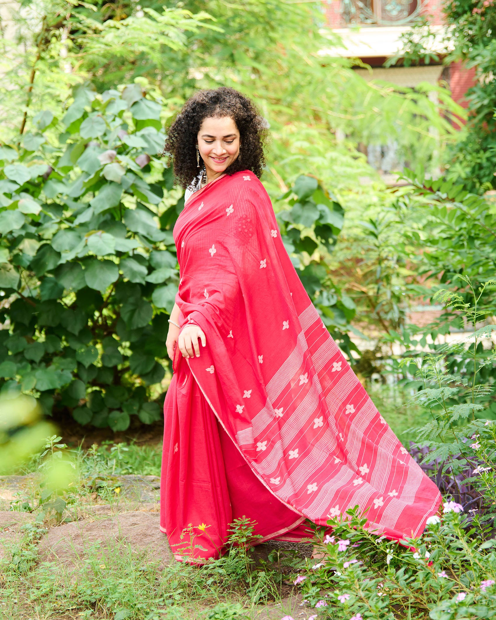 Mandara Jamdani Khadi Cotton Saree