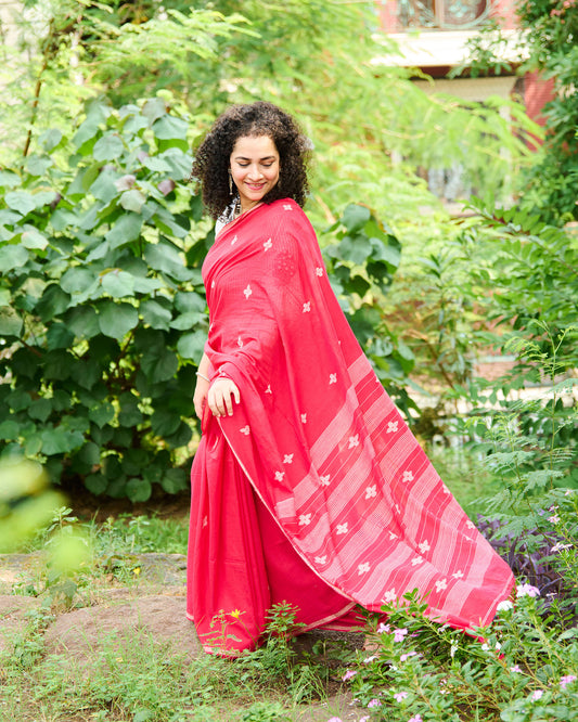 Mandara Jamdani Khadi Cotton Saree