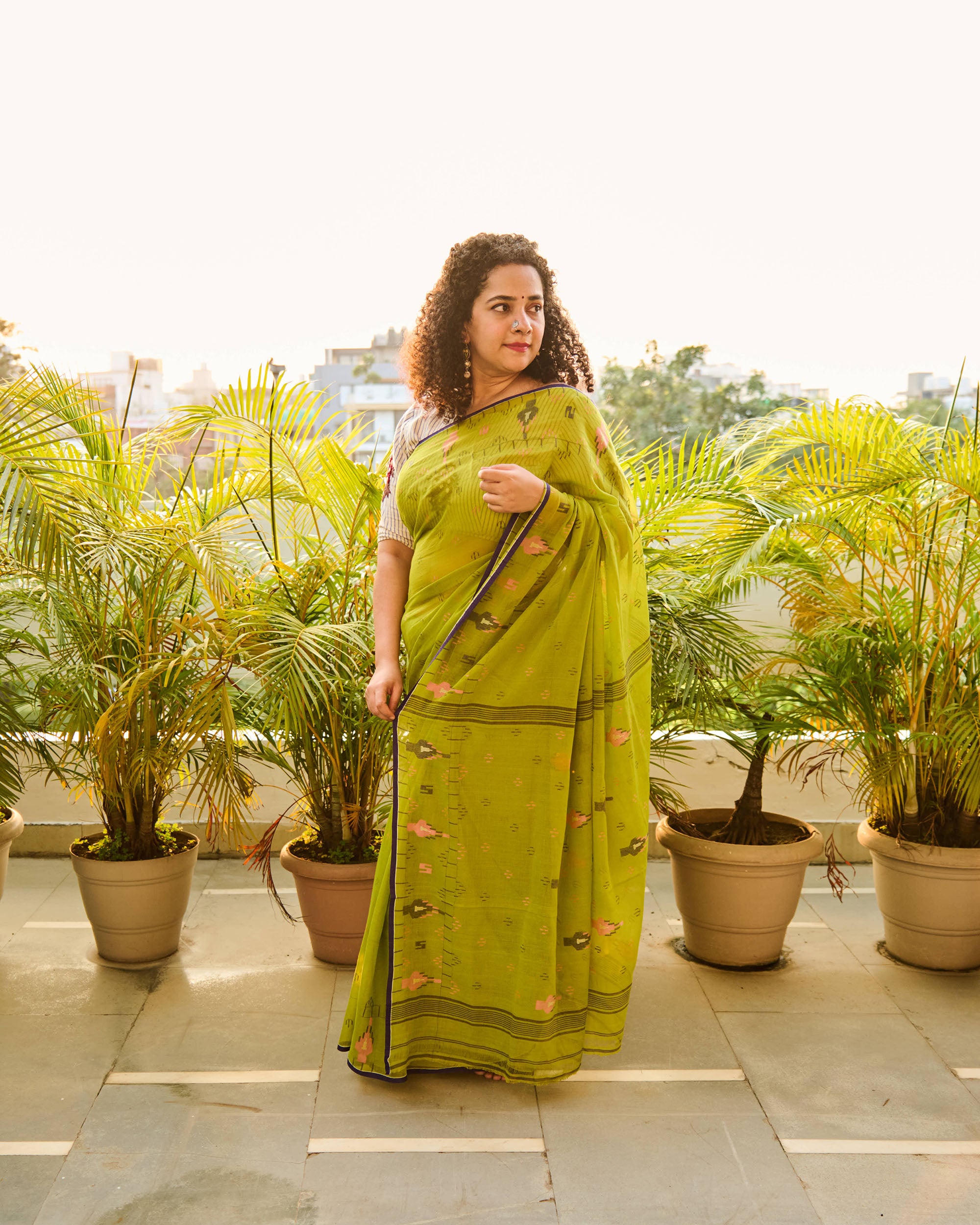 Pallavi Jamdani Khadi Cotton Saree