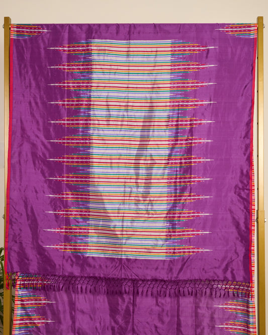 Eri Silk Ikat Saree in Azo-free Dye (Purple)