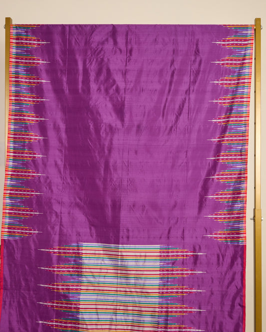 Eri Silk Ikat Saree in Azo-free Dye (Purple)