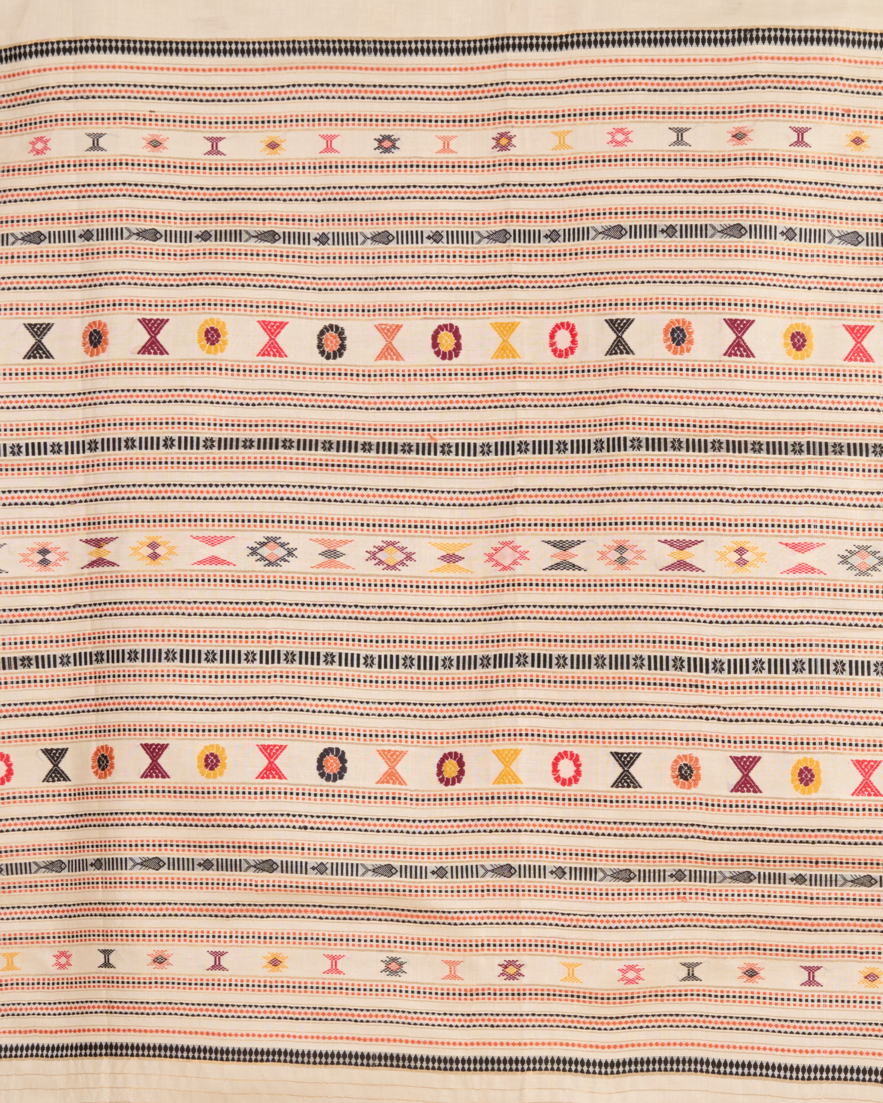 Kosa Silk Saree With Extra Weft Motifs (Ivory White)