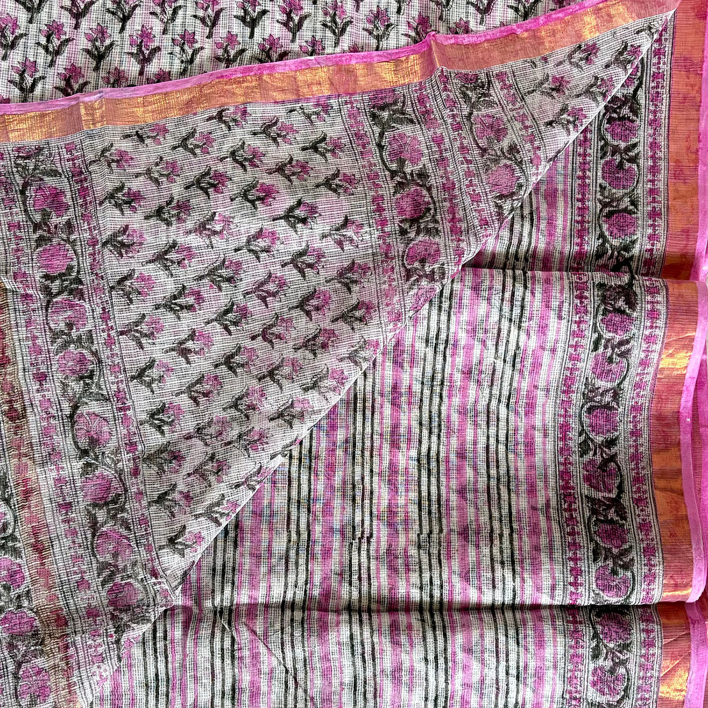 Kota Cotton Saree in Bagru Blockprint #3