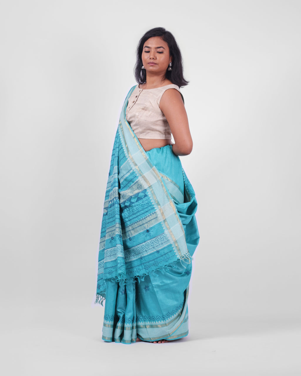 Rouni Kosa Silk Saree with Lambani Embroidery