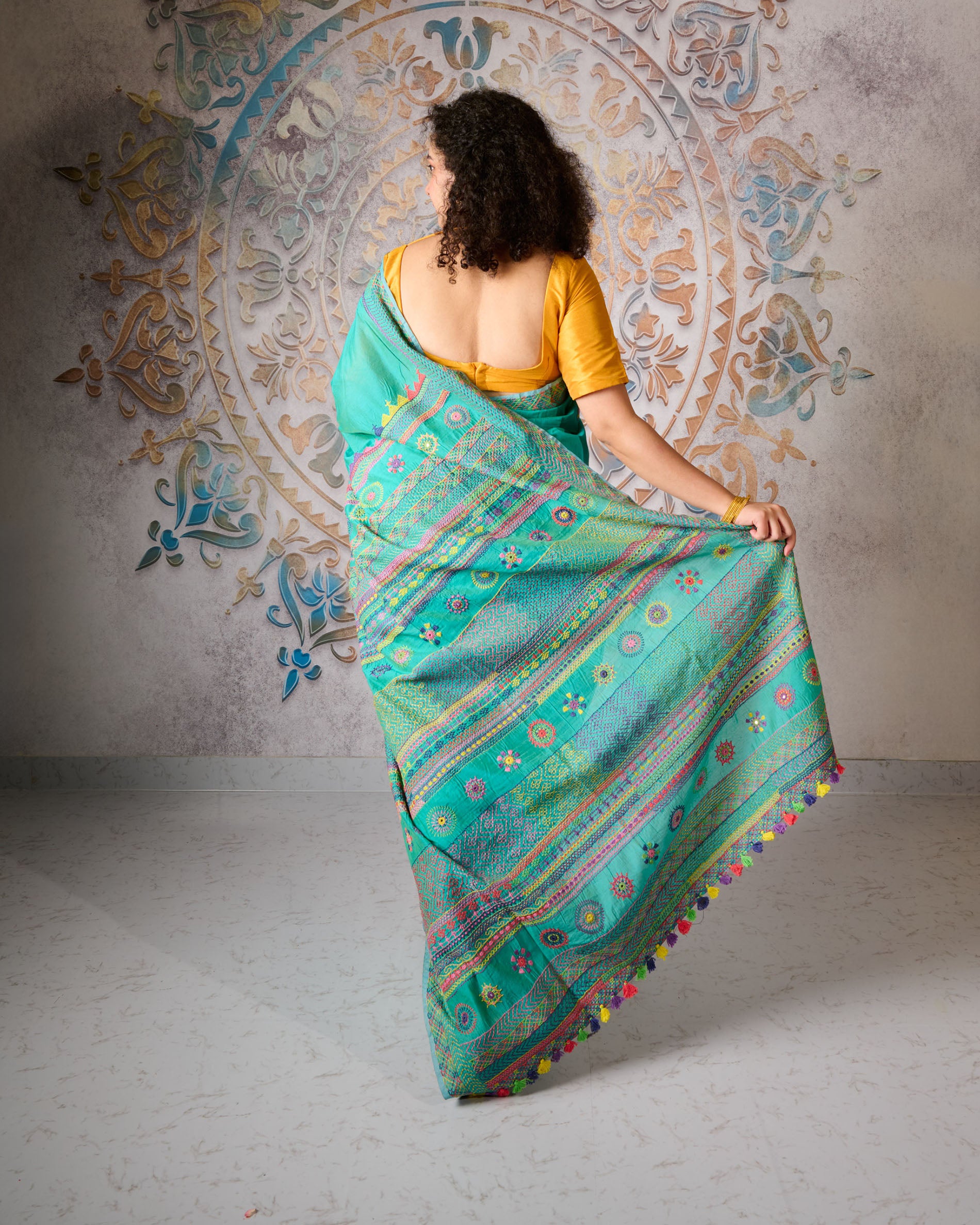 Neerja Chanderi Silk Cotton Saree with Lambani