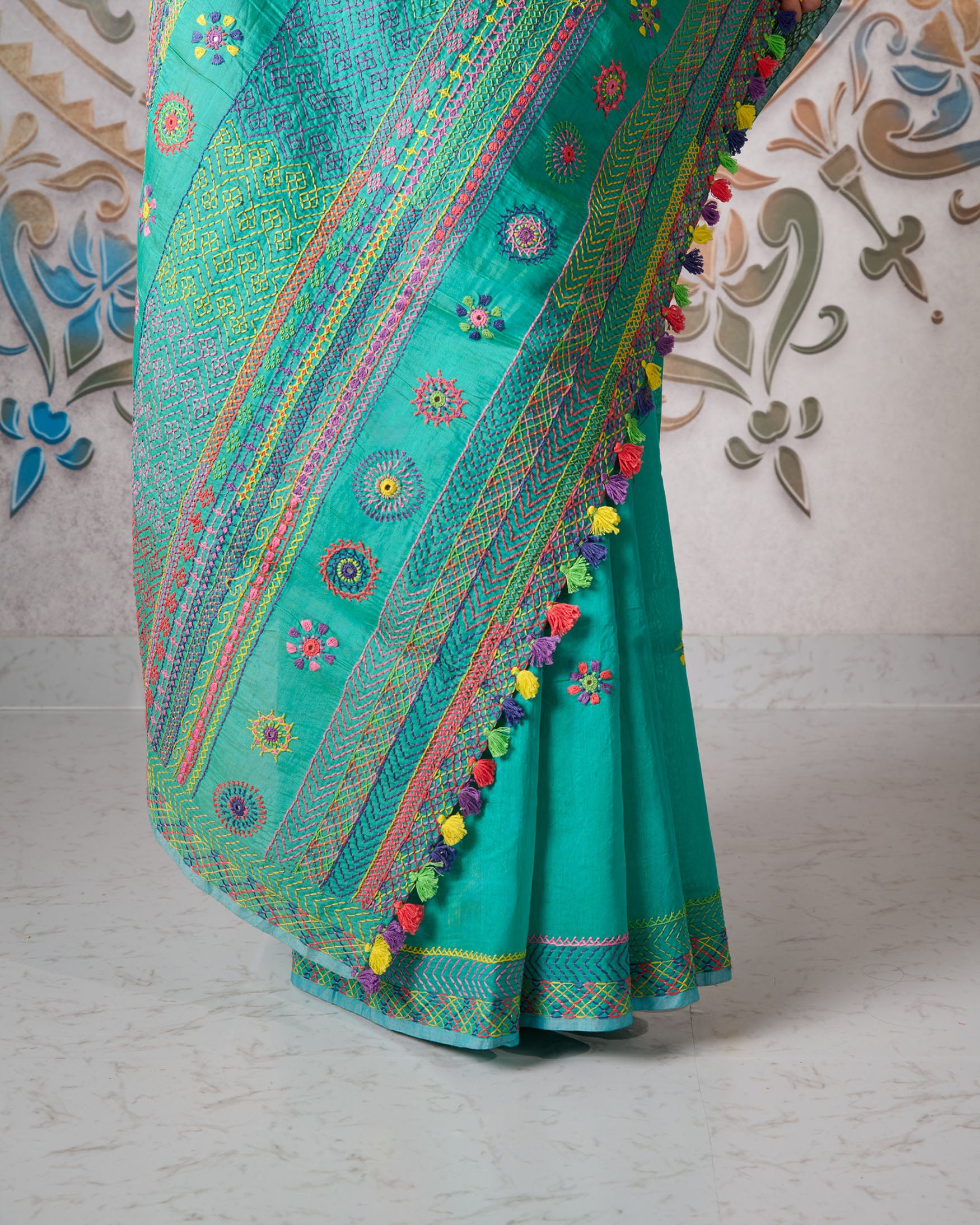 Neerja Chanderi Silk Cotton Saree with Lambani