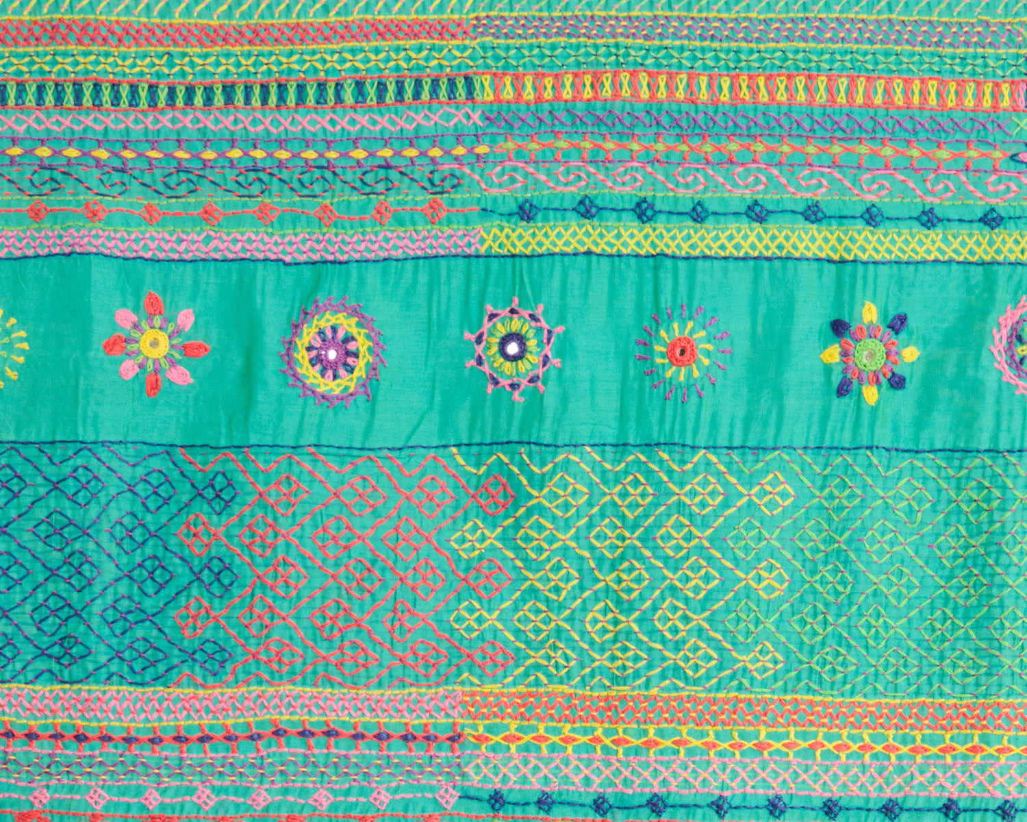 Lambani Embroidery on Chanderi Silk Cotton Saree on display