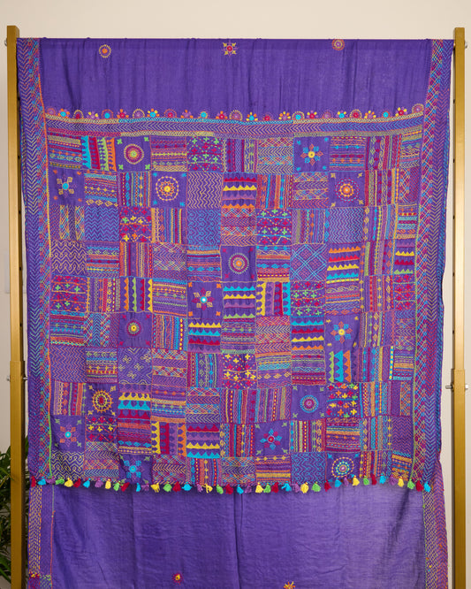 Lambani Embroidery on Kosa Silk Saree on display
