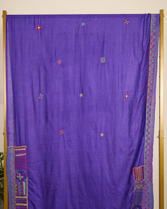 Lambani Embroidery on Kosa Silk Saree on display