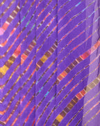 Violet Leheriya Pure Georgette Saree Handcrafted Made in India 