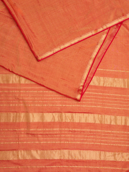 Sunehri Red & Gold Maheshwari Tissue Saree