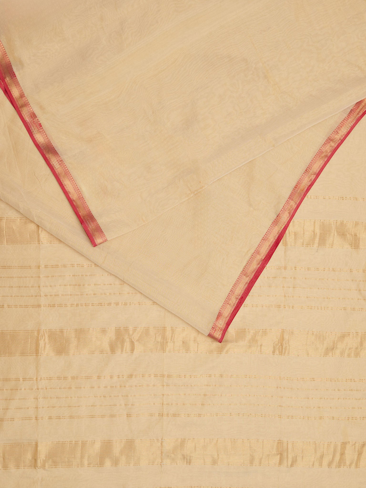 Maheshwari tissue saree in ivory displayed out beautifully 