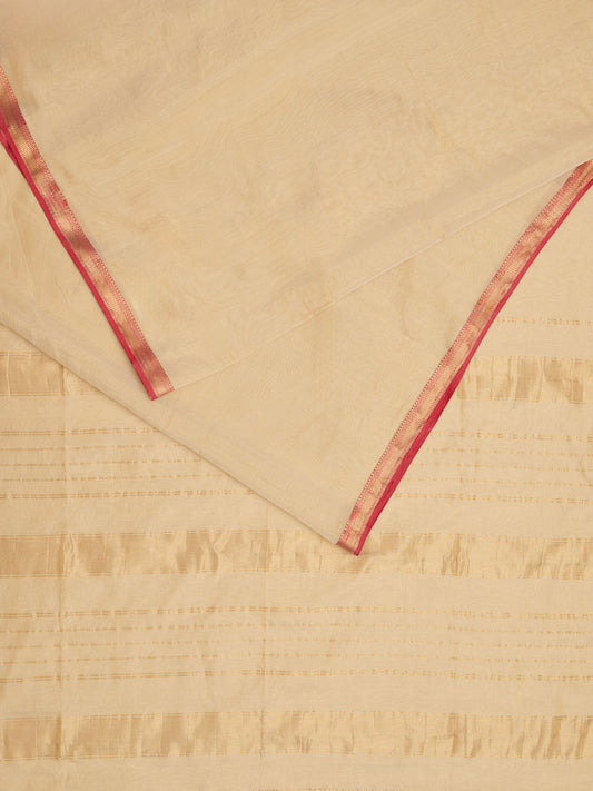 Maheshwari tissue saree in ivory displayed out beautifully 