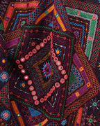 Close up of a black pallu with ornate embroidery