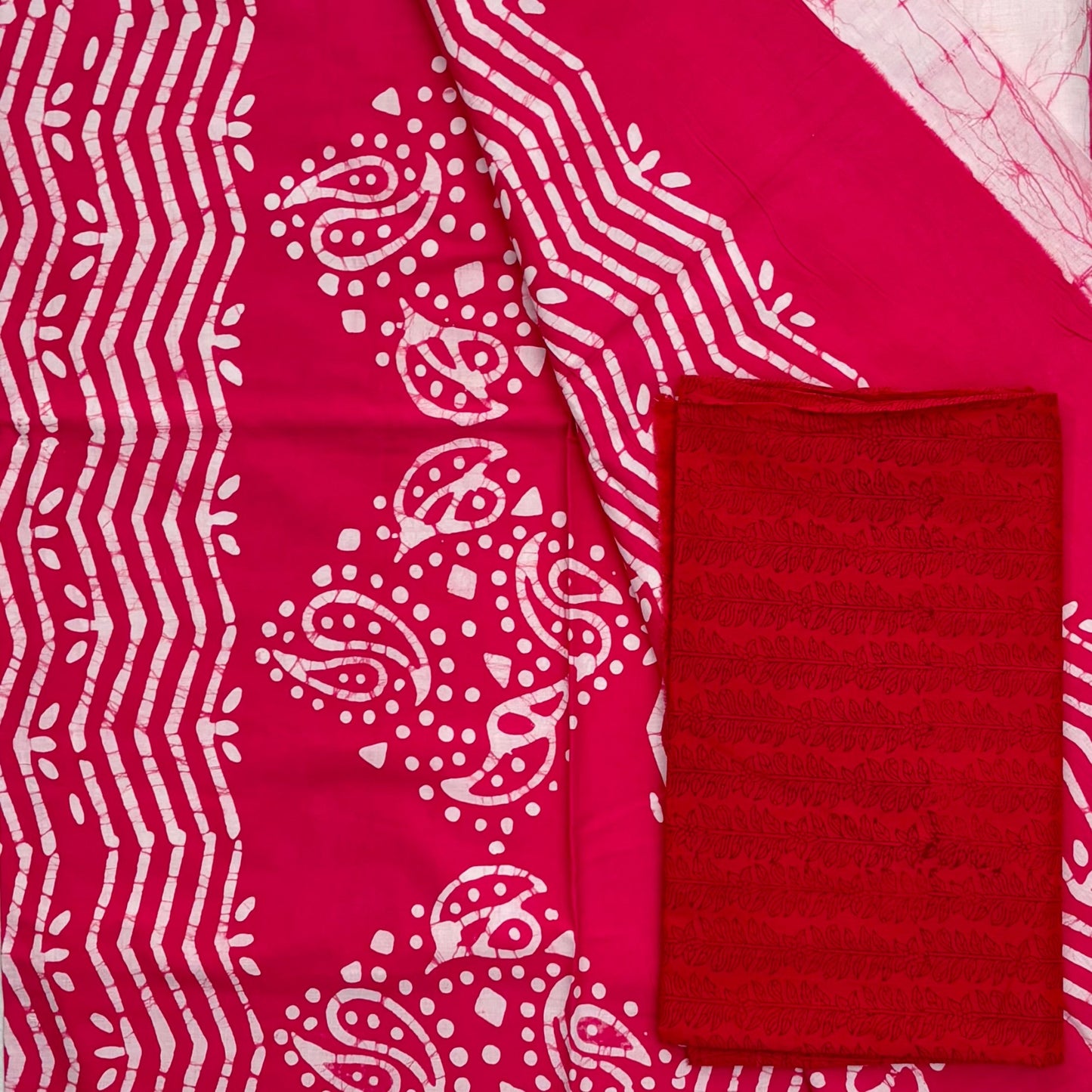 Pink Batik Cotton Saree Blouse Pallu