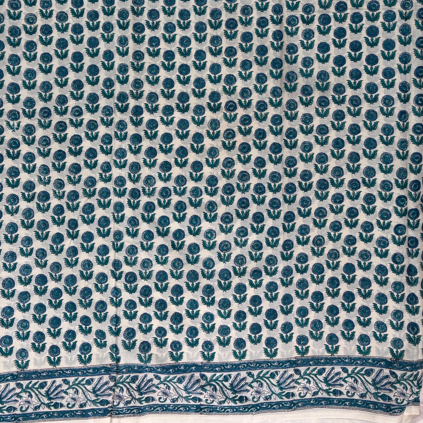Pista Green Block Printed Cotton Saree Body