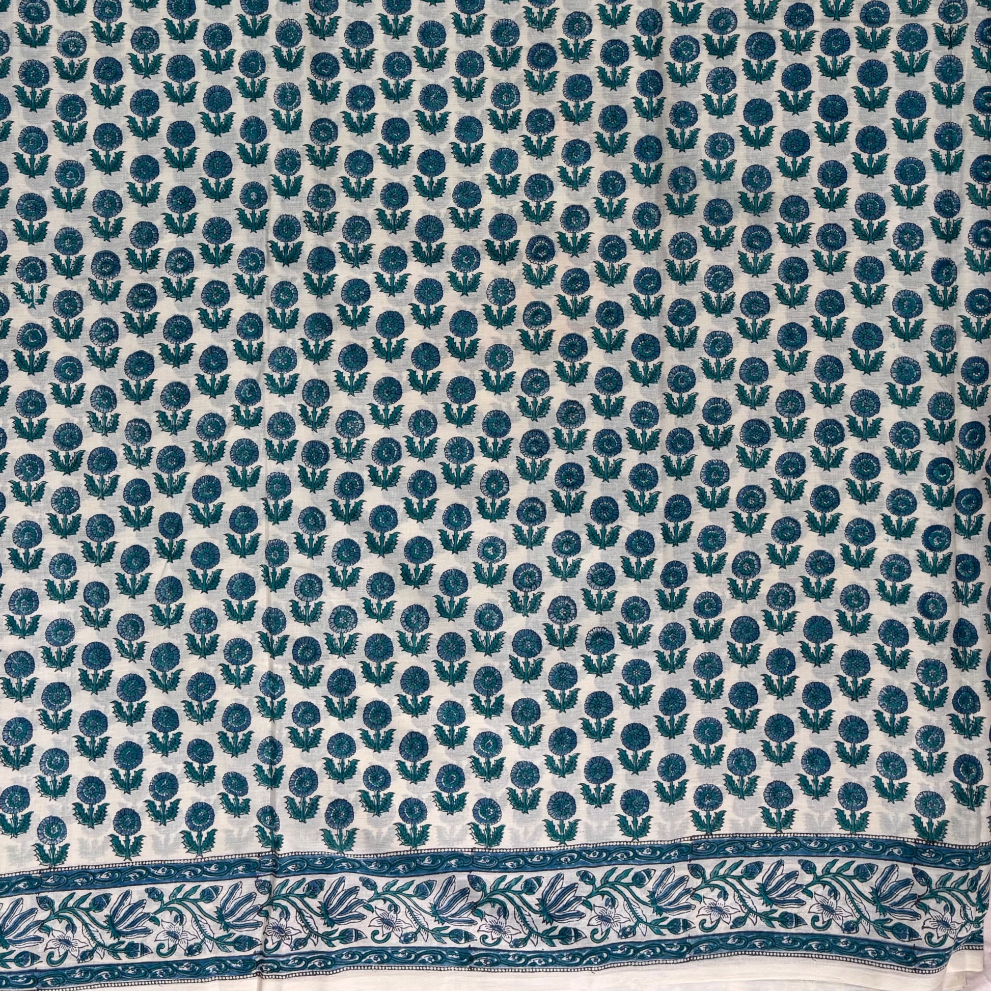Pista Green Block Printed Cotton Saree Body