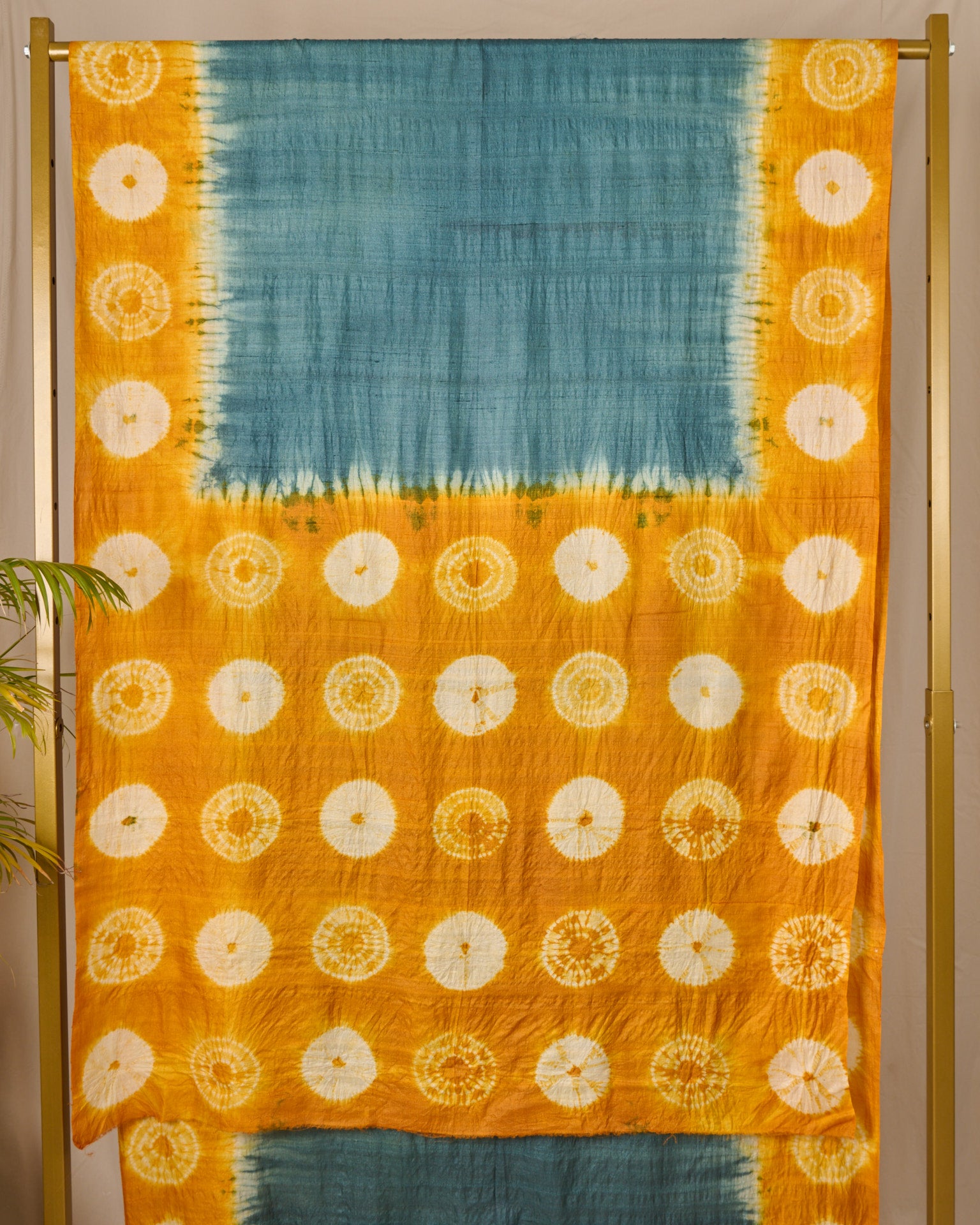 Shibori Tussar Silk Saree Grey Yellow Colours Handloom Saree Handcrafted textile Made in India