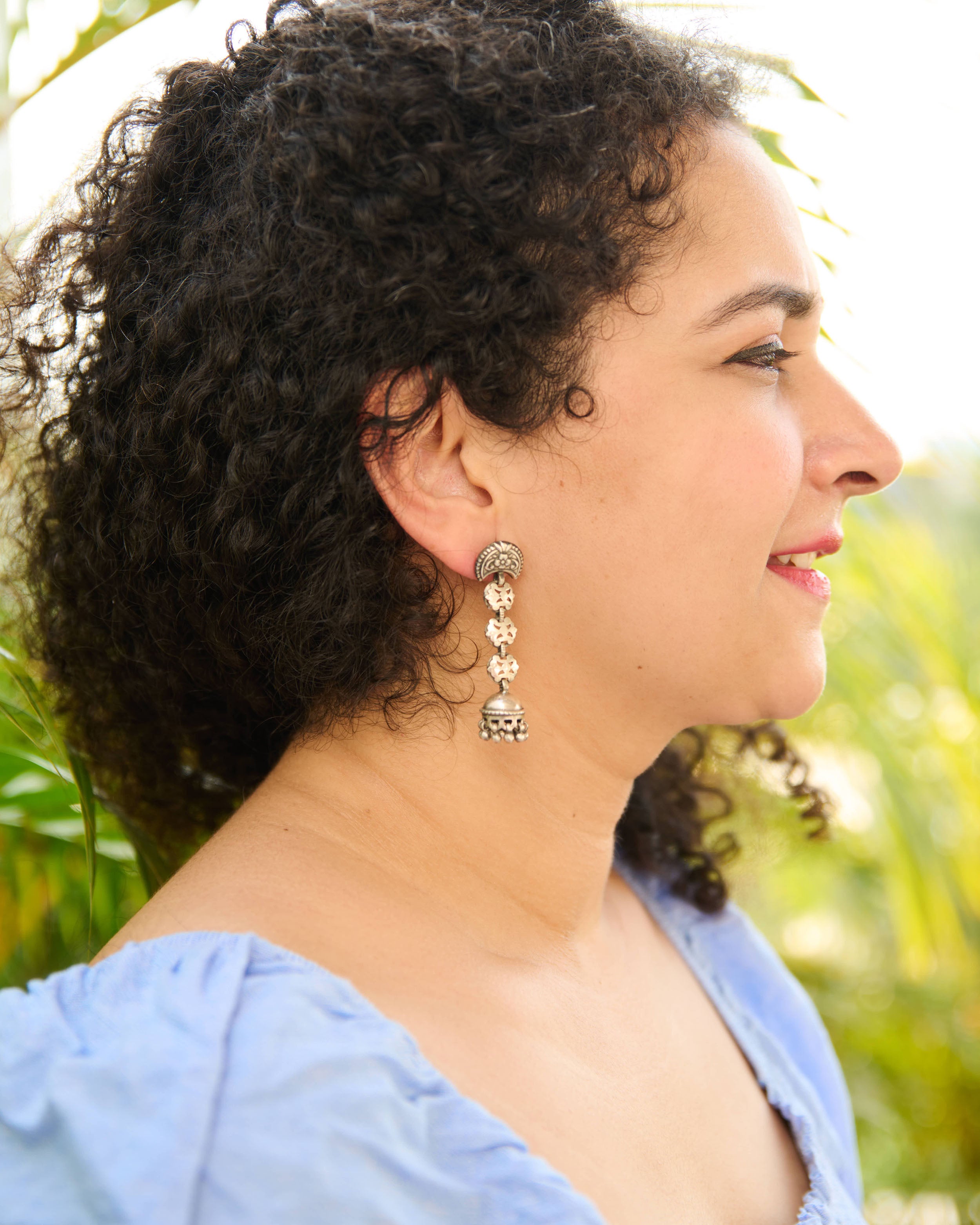 Rasika Silver Jhumka Earrings