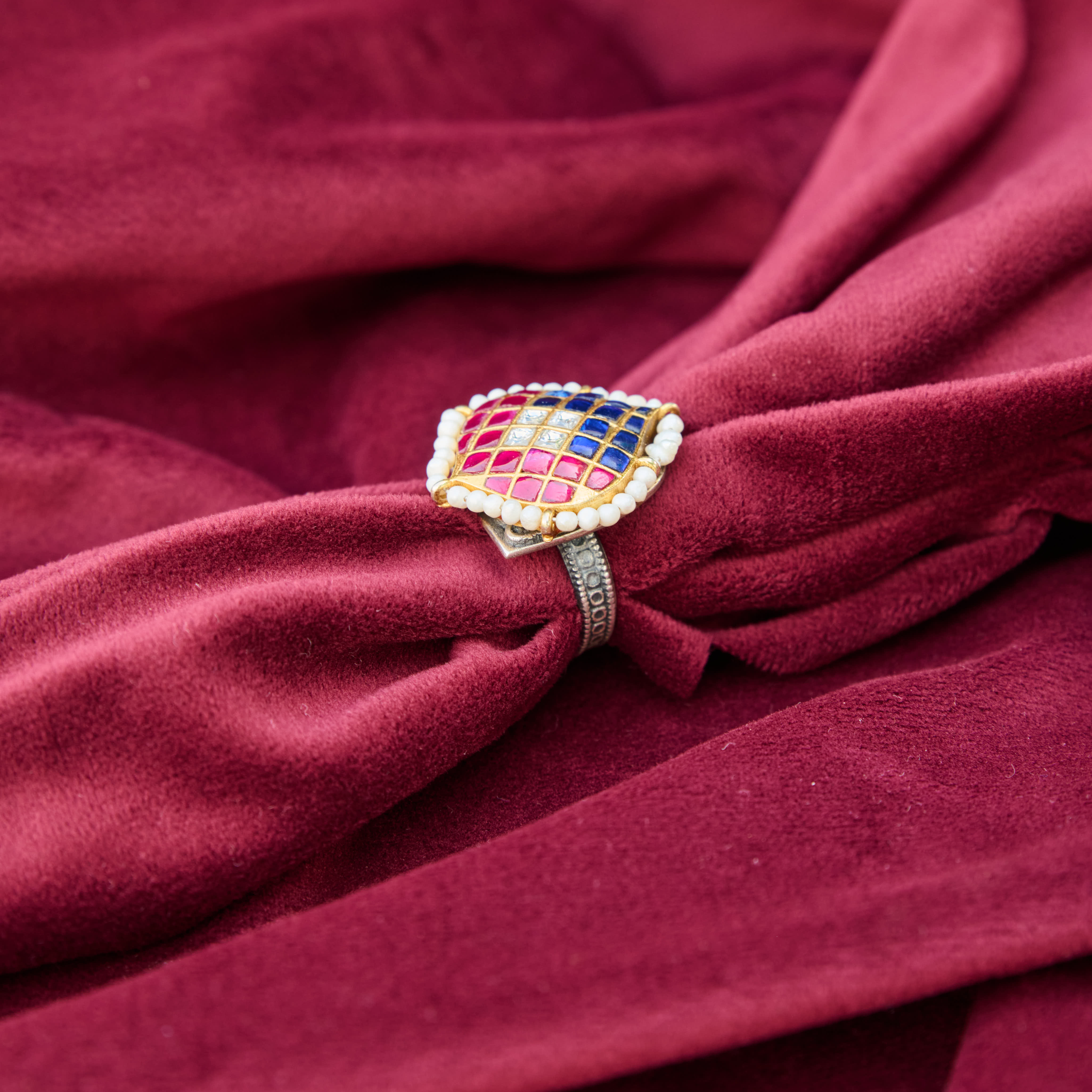 Amara Kundan Silver Ring