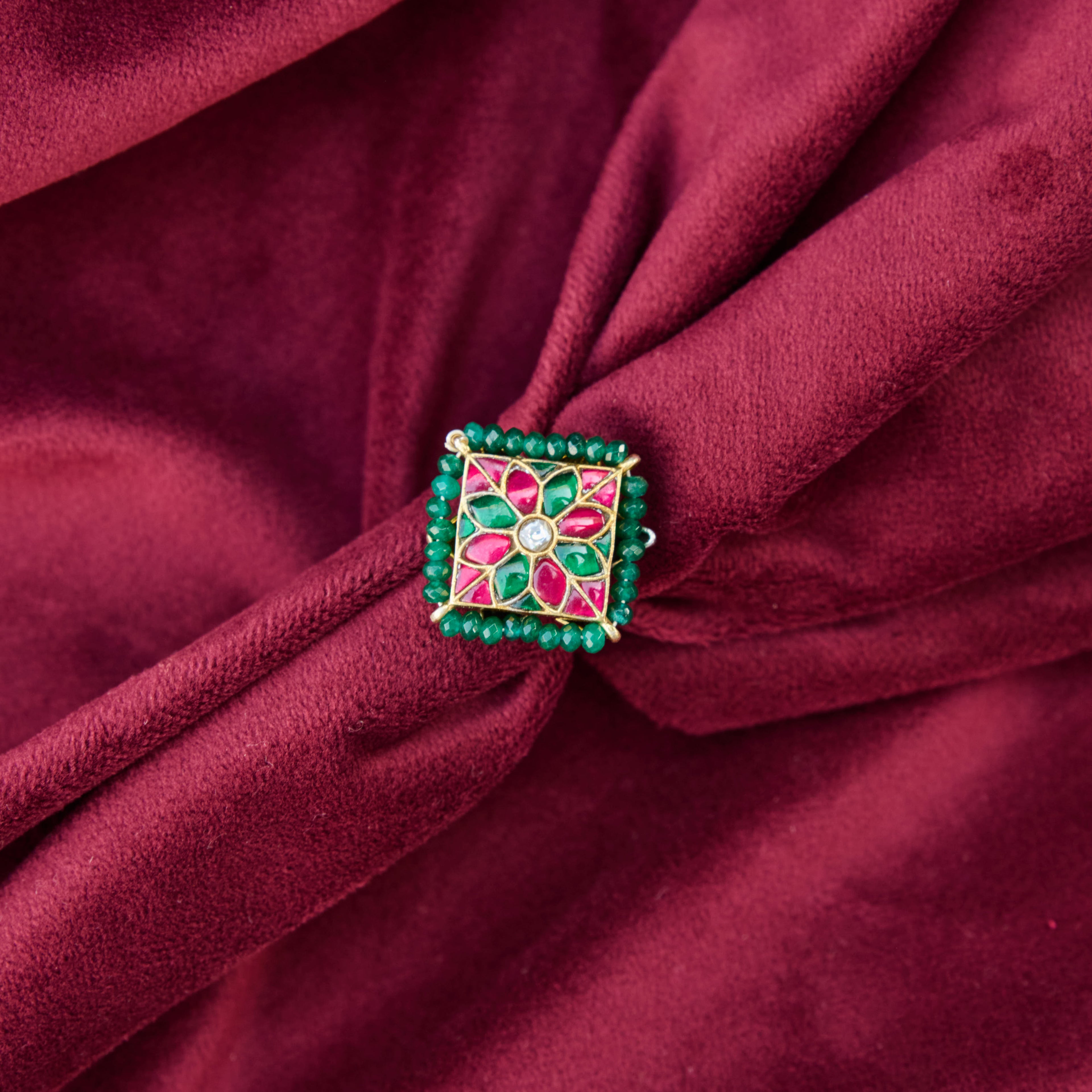 Vihara Kundan Silver Ring