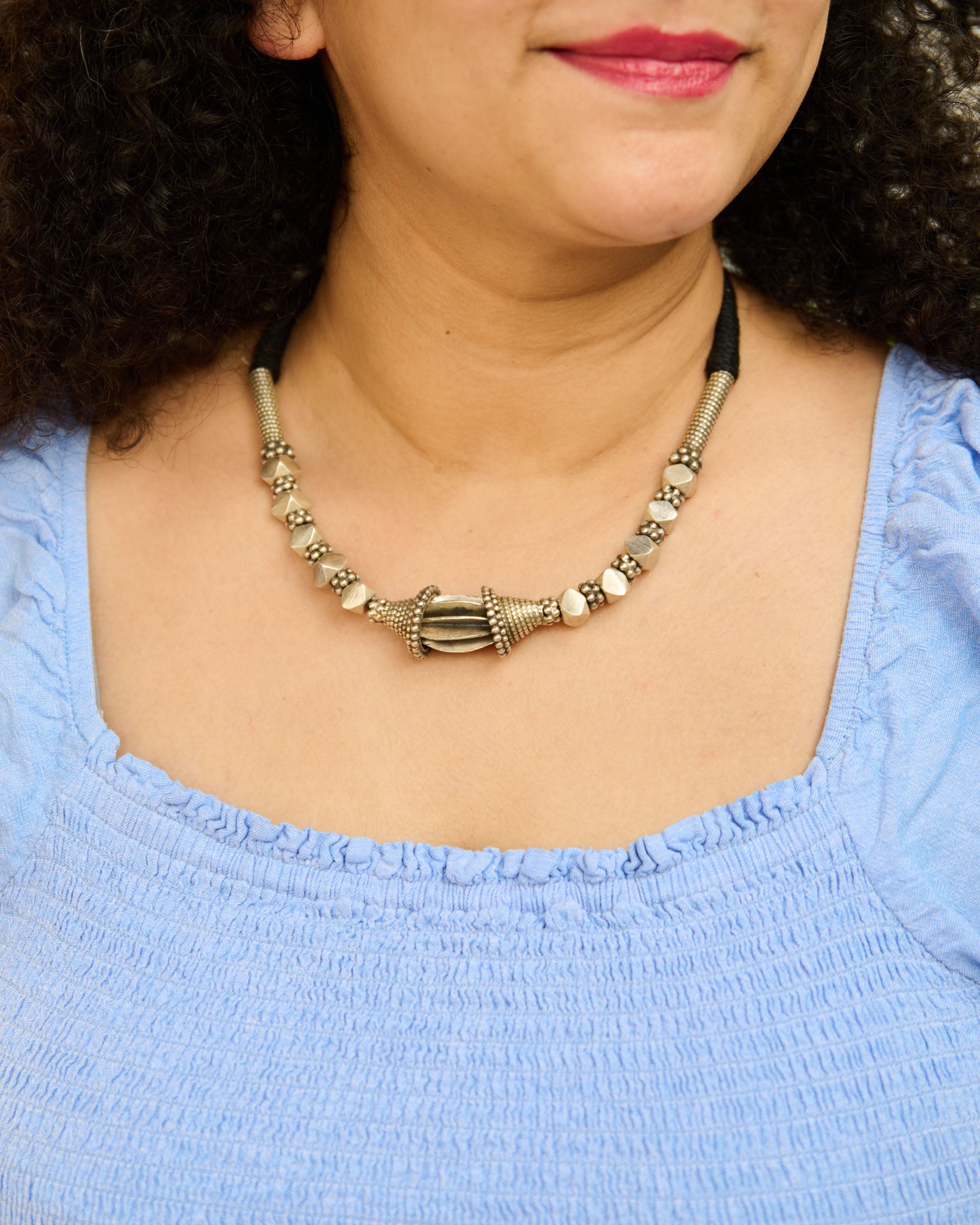 Toda Inspired Silver Necklace