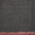 Black base colour cotton block printed saree with small beige paisley booti all over and red border.