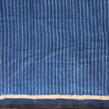 Indigo colour cotton saree with blockprinted stripes.