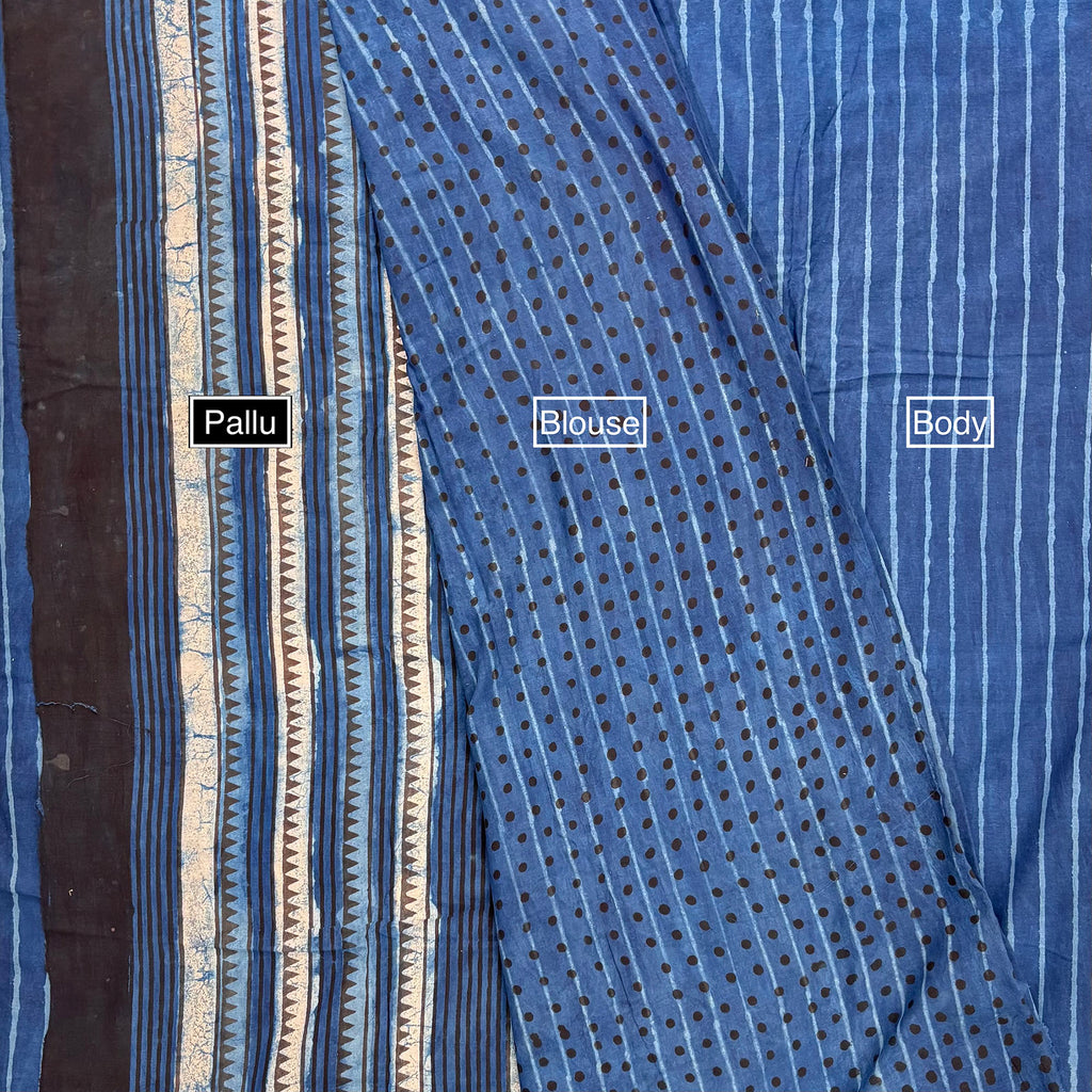 Varn Mul Cotton Dabu Saree in Indigo #3