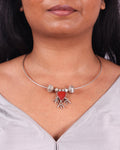 Maru Tribal Inspired Hasli with Vintage Pendant (#1 Red)